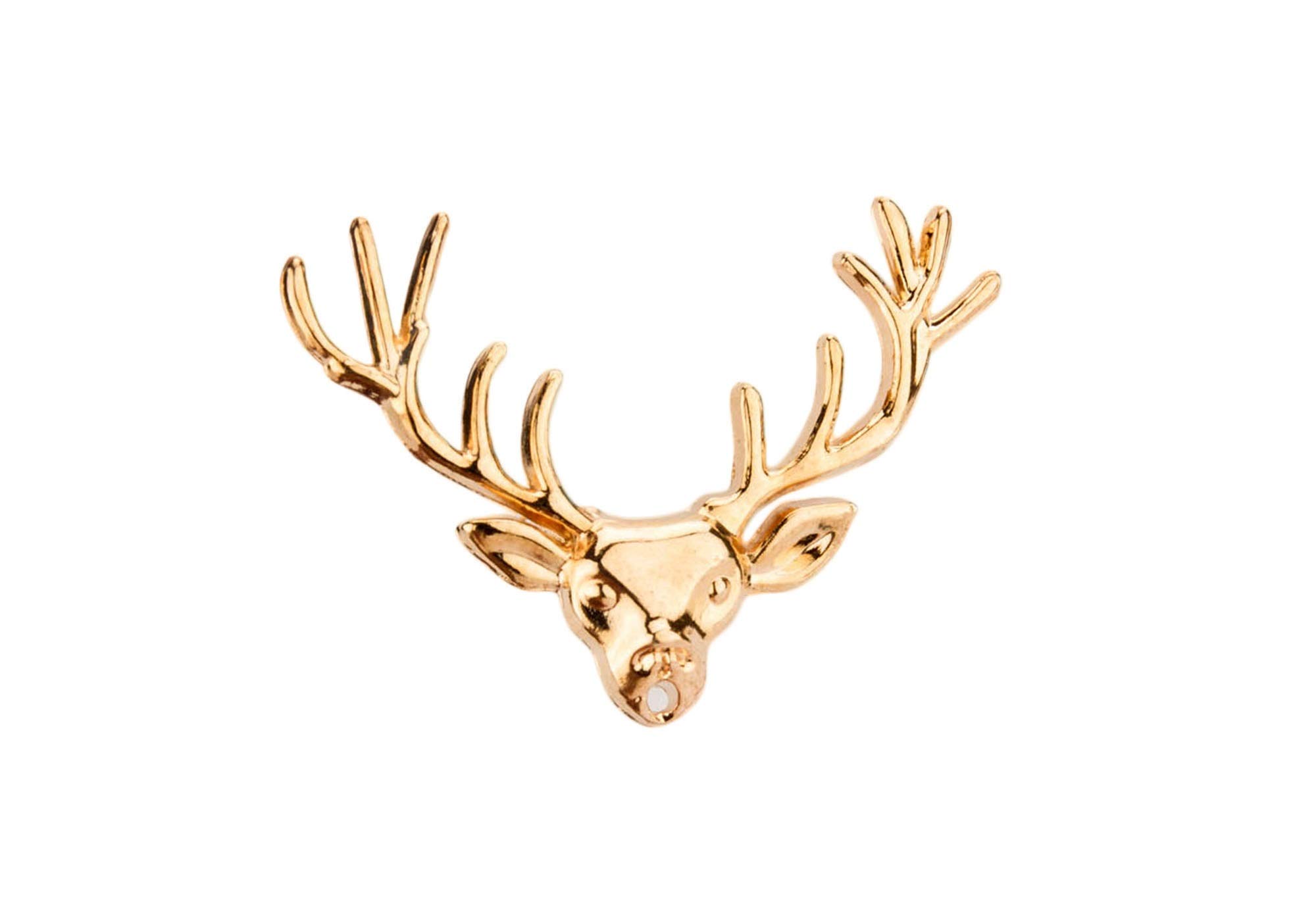 KnighthoodMen's Antique Gold Reindeer Head Horn Stag Lapel Stick Pin/Brooch Golden