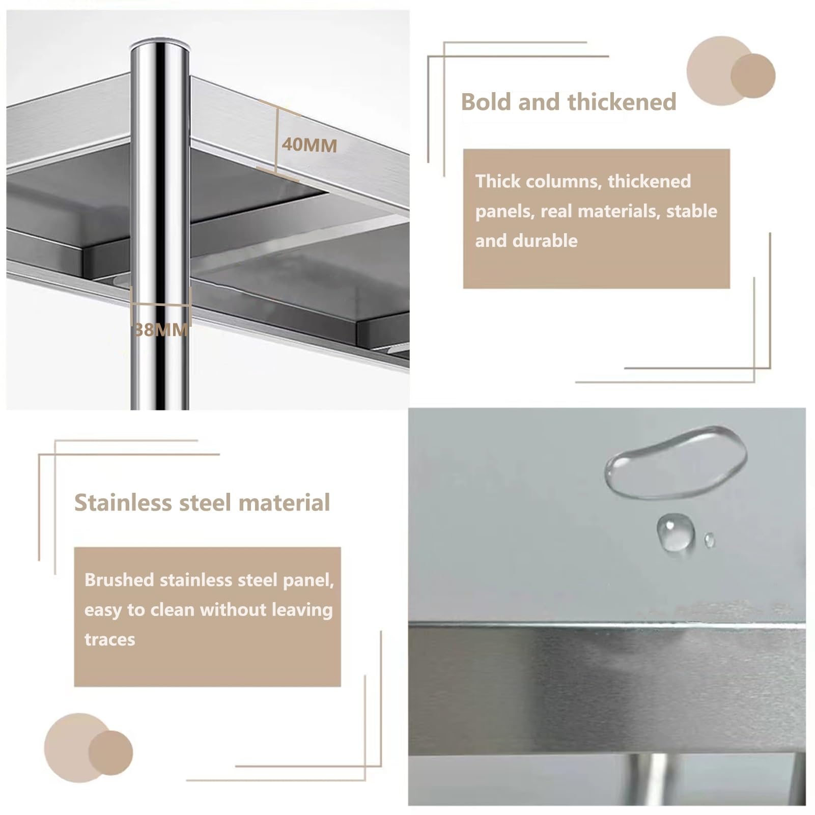 Estante de montaje en techo, estantes para platos de acero inoxidable de 2 capas, estantes flotantes colgantes, estantes de almacenamiento decorativos para cocina restaurante y bar ( Size : 80x35x80cm