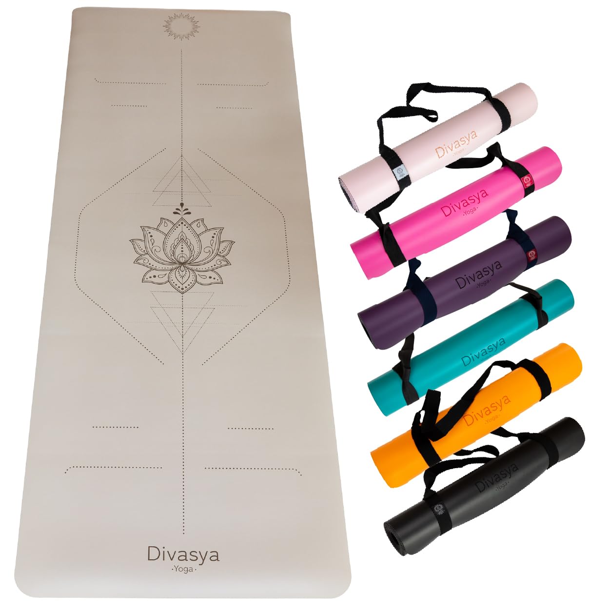 Tapis de yoga: caoutchouc naturel véritable antidérapant & adhérence maximale, extra large, long & épais (185x68x0,45cm), sangle de transport, également tapis Pilates