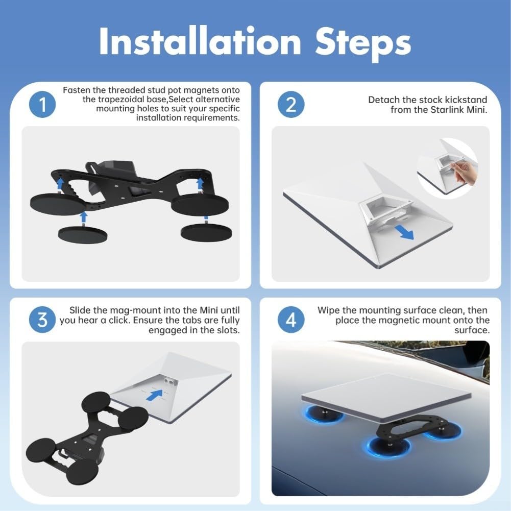 Starlink per mini staffa di montaggio per tetto RV senza trapano alluminio resistente adattatore per palo da parete UK