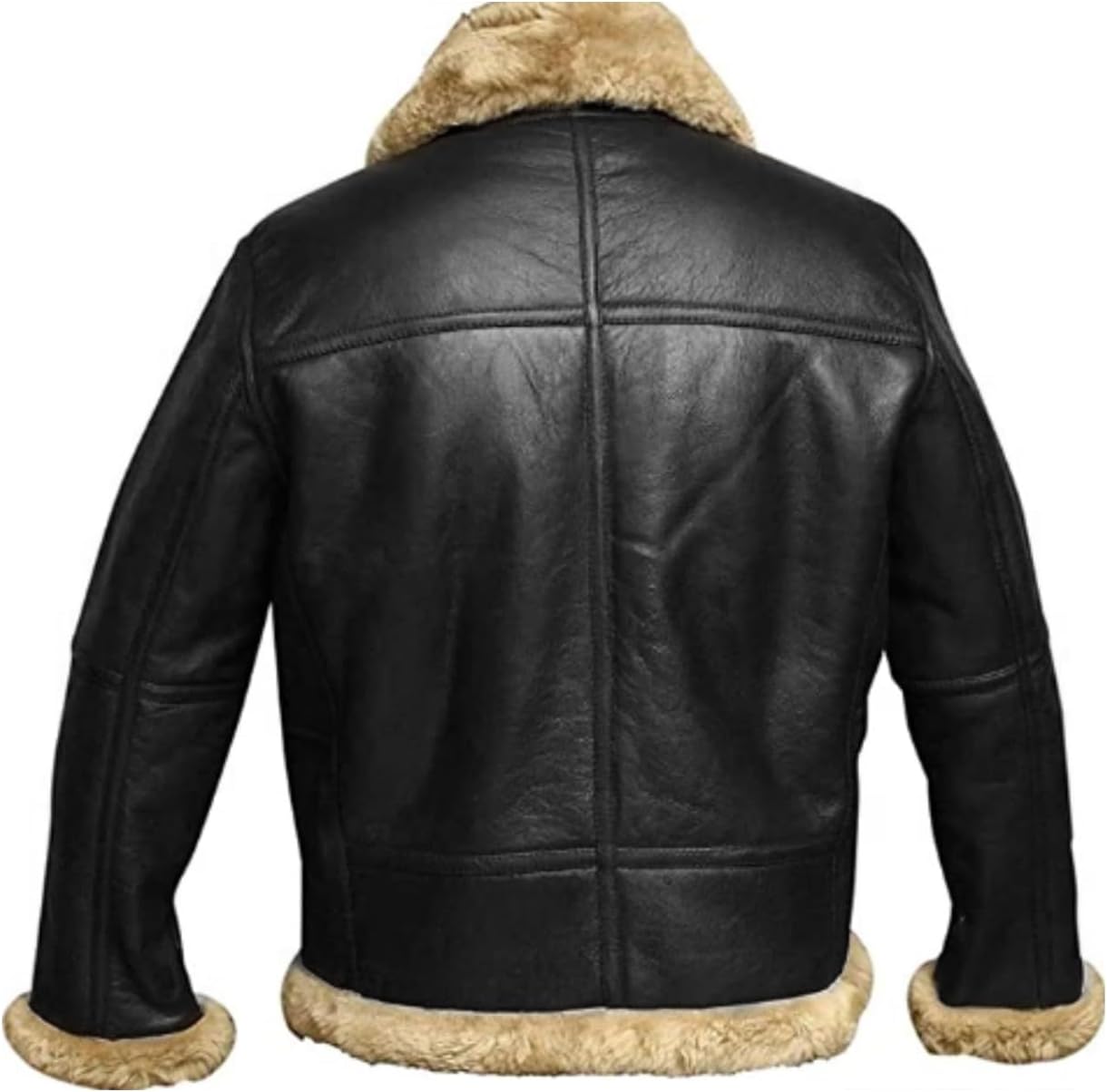 Thatrich Mens Faux Leather Fur Coat Thermal Winter Jacket Sherpa Lined Jacket Fuzzy Fleece Casual Cardigan Bomber Jacket Coat
