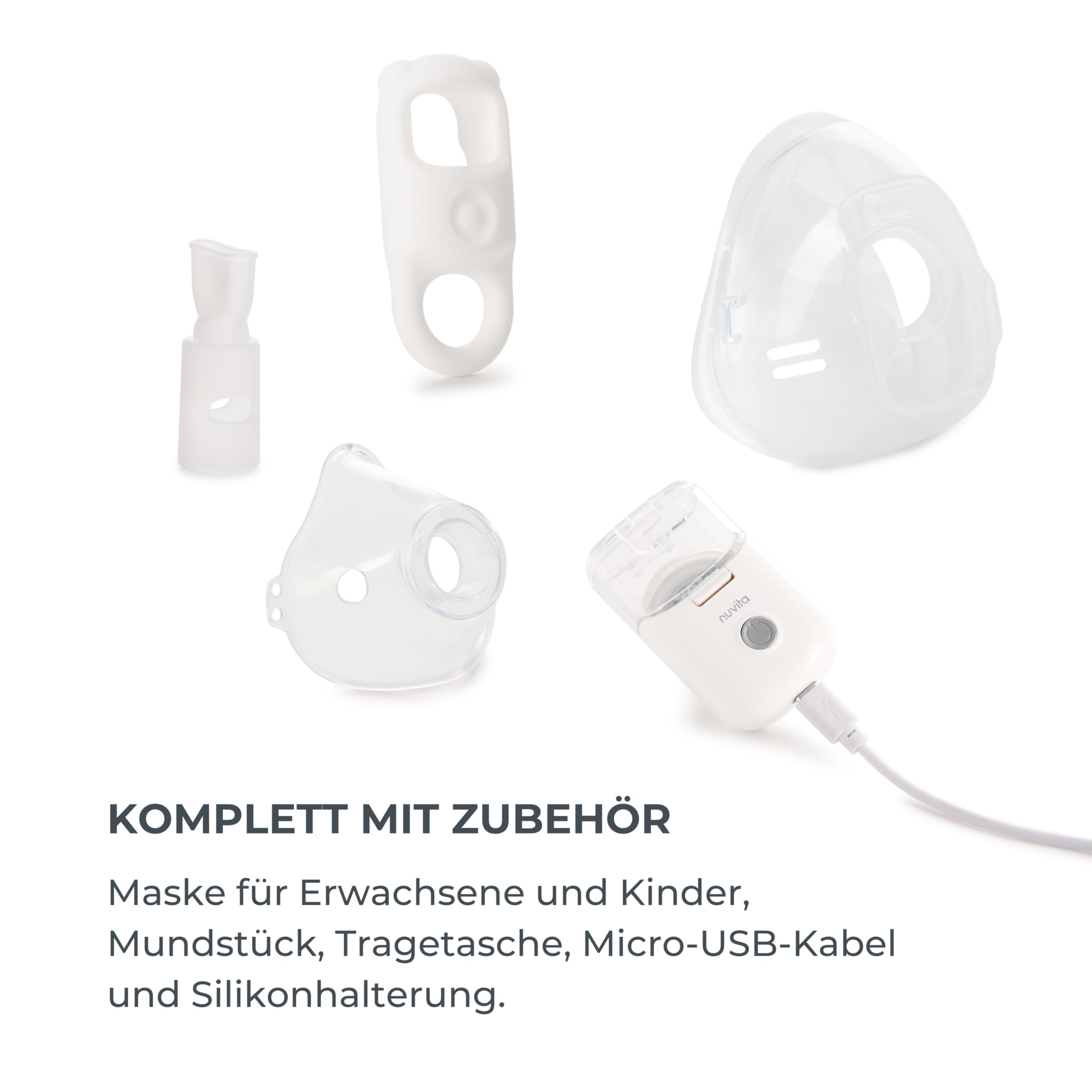Nuvita 5078 MESH Inhalationsgerät - Freihändig, leicht, leise, selbstreinigend mit wiederaufladbarer Batterie