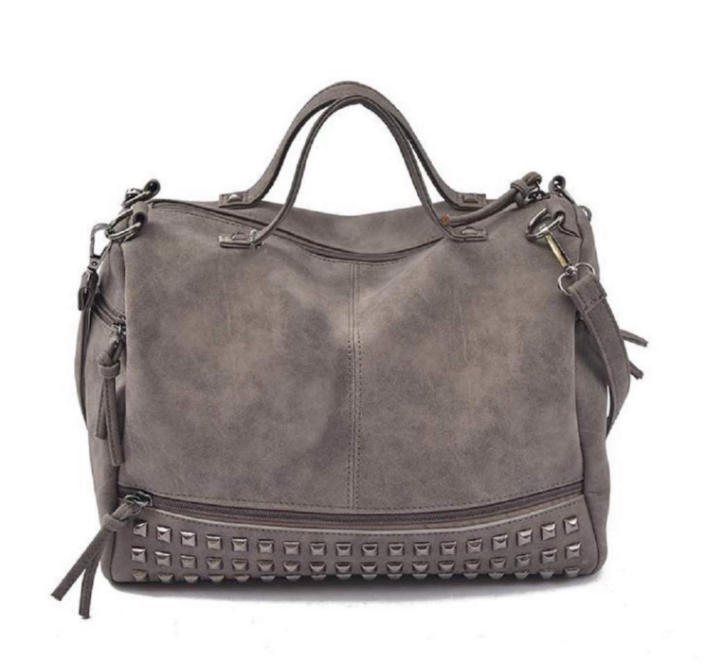 Arlina Studded Punk Handbag Suedette Slouchy Motorcycle Shoulder Bag