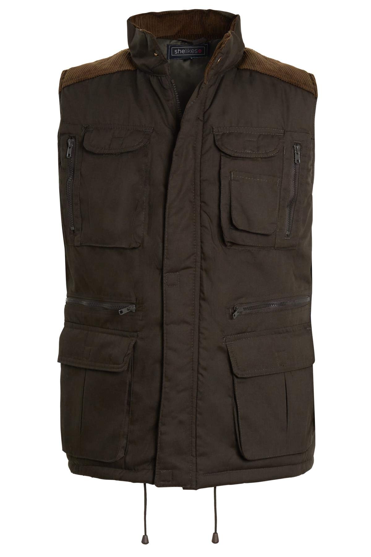 shelikesMen Gilet Body Warmer Multi Pockets Jacket Sleeveless Safari Vest Hiking Waistcoat