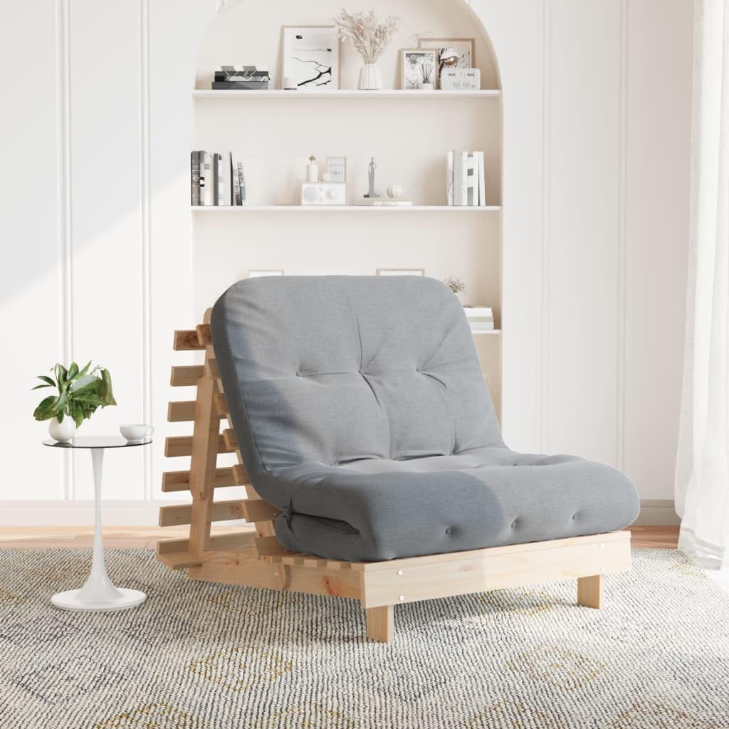vidaXL Futon Schlafsofa mit Matratze, Bettsofa mit verstellbaren Rückenlehne, Schlafcouch für Wohnzimmer Schlafcouch, Klappsofa, Massivholz Kiefer