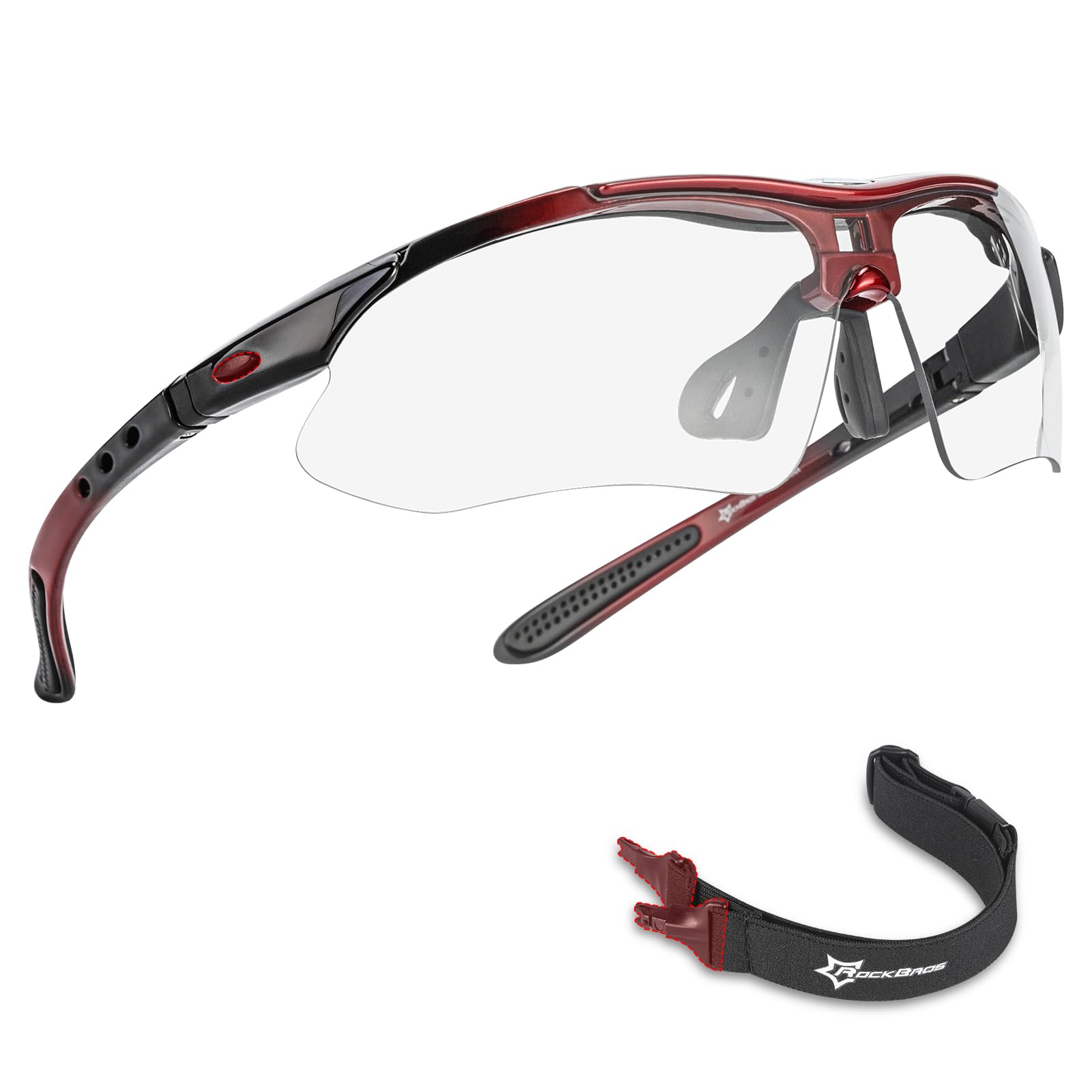 ROCKBROS Pickleball Photochromic Glasses Cycling Glasses with Removable Elasctic & Temple Band Sunglasses Fit for Men Women