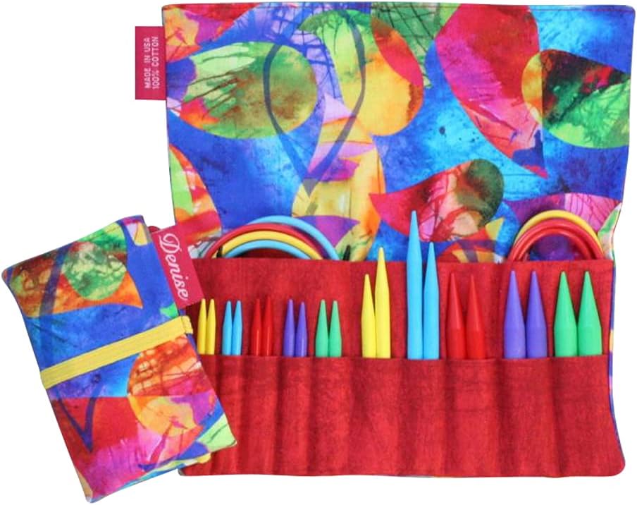 Denise2Go Interchangeable Knitting Needles, Sharp Short Tips Complete (US5-15) (Petals)