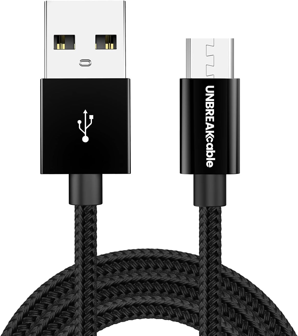 UNBREAKcable Micro USB Cable [2-Pack 1m 3.3 ft] Ultra Durable Nylon Braided Cable - Fast Sync&Charging Cord Compatible with Samsung, Kindle, HTC, Nexus, LG, Xbox, PS4, Smartphones & More – Black