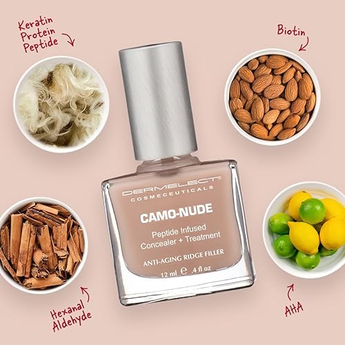 Miniatura 4 de Dermelect Camo-Nude Corrector + tratamiento, capa base para el cuidado de uñas con péptidos de proteína de queratina, biotina, tratamiento
