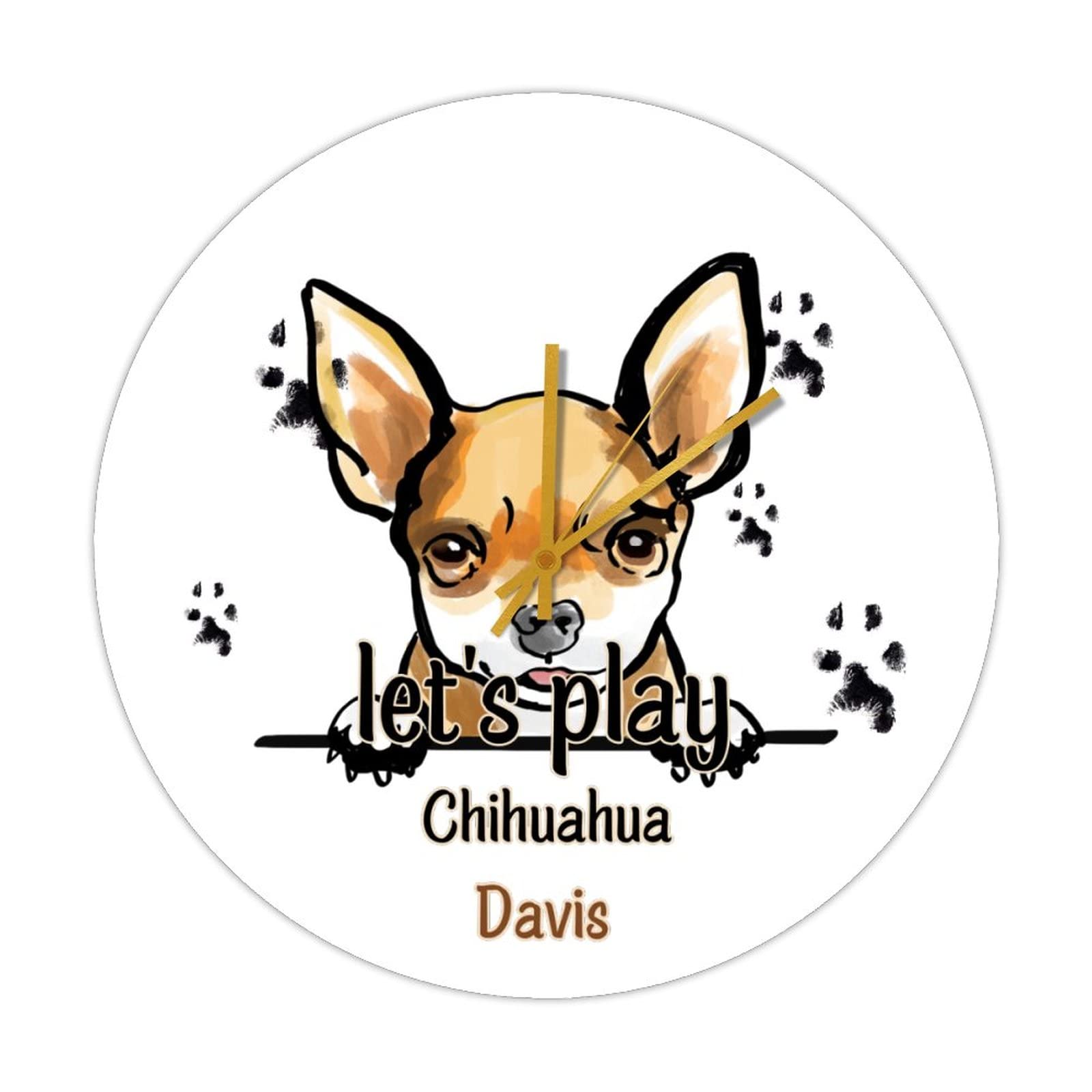 Horloge silencieuse en bois Let's Play pour amoureux des animaux