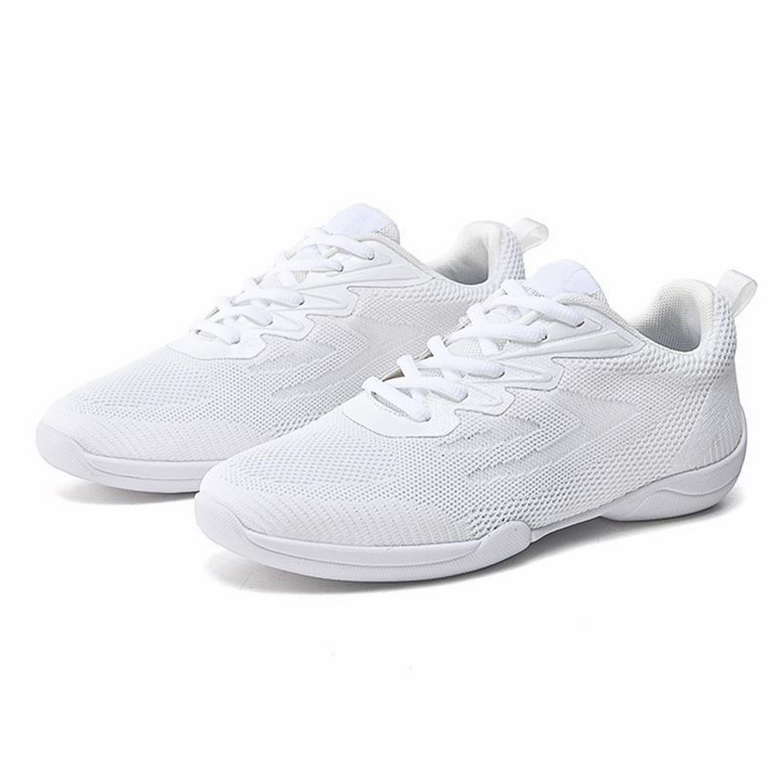 Generisch Cheer Shoes - Zapatos de danza para mujer, color blanco, para gimnasia, jazz, yoga, entrenamiento, al aire libre, para caminar, danza, aeróbic, con cordones