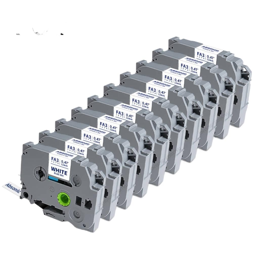 10 pezzi 12mm rosso su bianco nastro per etichette in tessuto compatibile con stampante per etichette PT per FA3R TZ-nastri in tessuto ferro sui vestiti nastro