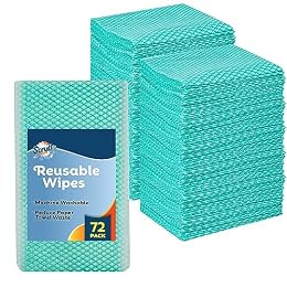 SCRUBIT Reusable Cleaning Wipes, Handy Wipes for Kitchen and Office - Dish Cloths for Washing Dishes - Multi Purpose Disposable Cleaning Towels (12 x 20 in) 72 Pack (Green)