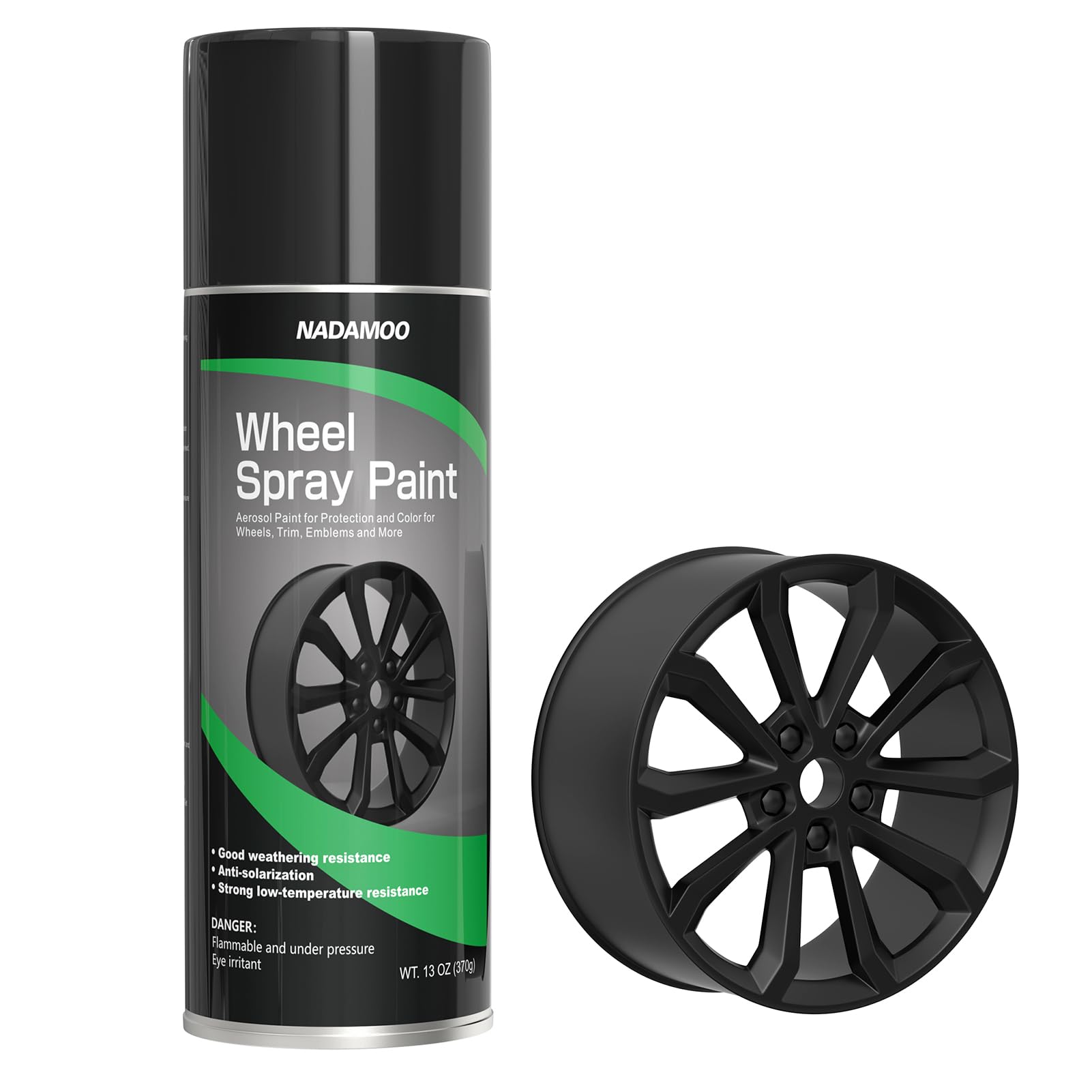 NADAMOO Black Spray Paint for Wheels, Matte Finish