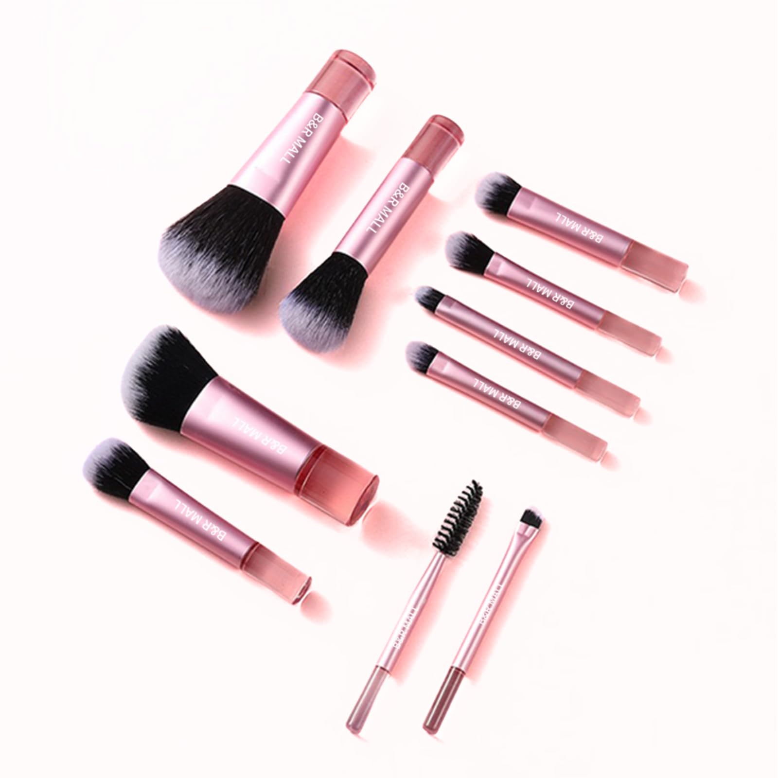 Mini Makeup Brush Set – Super Soft Brushes for Flawless Foundation, Concealer, Eyeshadow & More | 10-Piece Compact Brush Kit with Stylish Storage Box, Perfect for On-the-Go Touch-Ups (Pink)