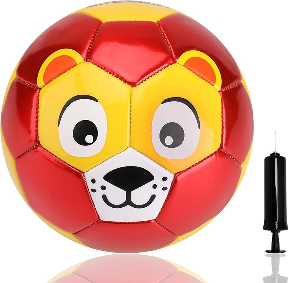 U&C Planet Pallone da calcio taglia 2 per bambini e bambini piccoli con pompa e rete – palla da giardino, regalo per ragazzi e ragazze (Leone)