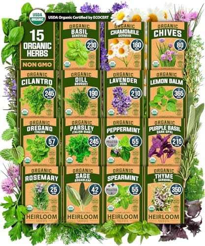 HOME GROWN 𝗢𝗥𝗚𝗔𝗡𝗜𝗖 15 Herb Seeds Variety Pack 2,500+ 𝗡𝗢𝗡-𝗚𝗠𝗢 𝗨𝗦𝗔 ...