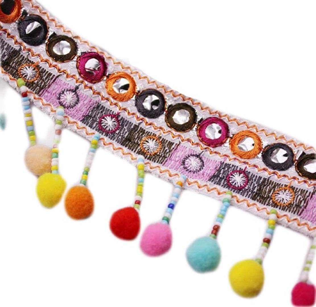 5 Yards Pom Pom Lace Trim Ball Ribbon Height 10mm Pompom Fringe DIY Sewing Lace Kintted Fabric Handmade Craft Accessories -