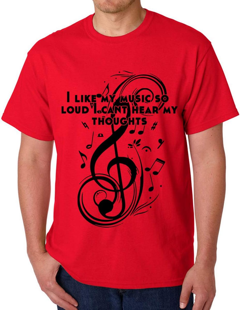 CaseriaMen's Cotton Printed T-Shirt -Like Music Loud | 100% Cotton | Half Sleeves | Regular Fit | Printed | Round Neck | Graphic T Shirt