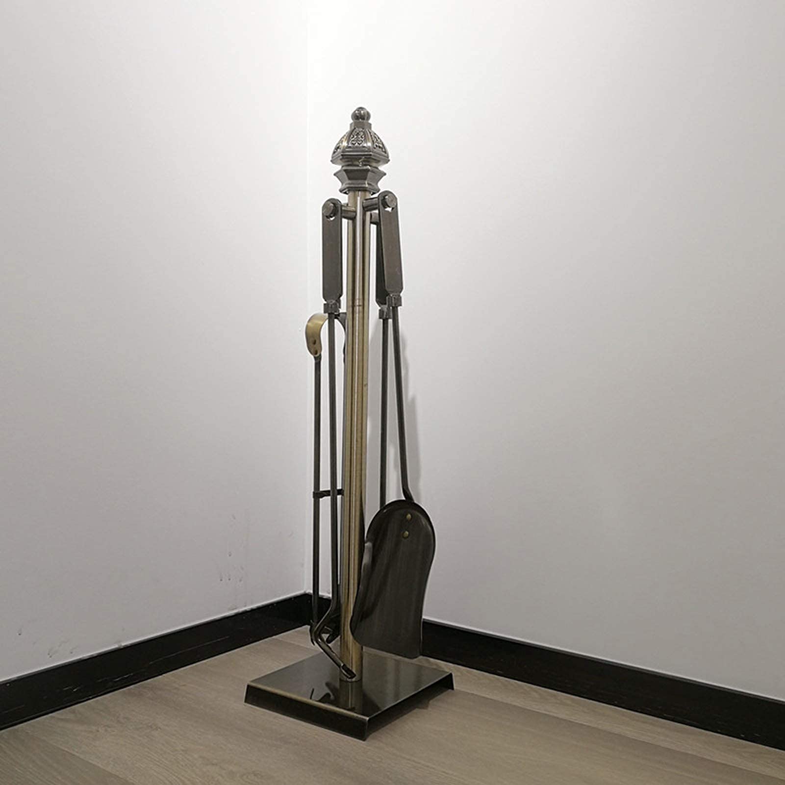 Set di Attrezzi per caminetto da 5 Pezzi, Supporto per Kit di Decorazione per caminetto, Set di Utensili per pinze per Pala, Poker, spazzole con Supporto di Base Resistente, Altezza 28"