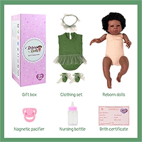 Miniatura 5 de GYCV Muñecas Reborn Black Girl baratas de 20 pulgadas, muñecas realistas de bebé que se ven reales con ojos marrones afroamericanos, muñecas recién