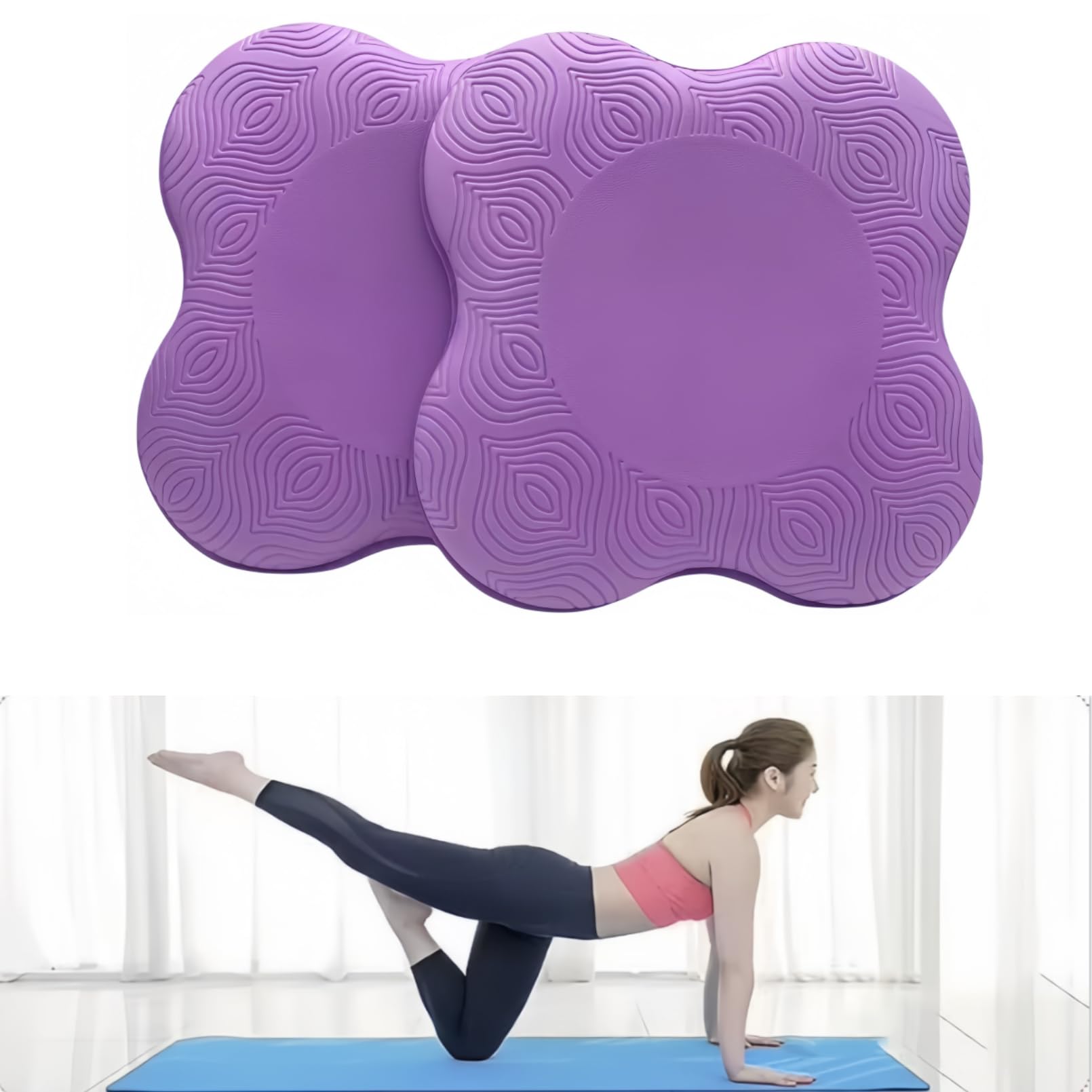 Kenhihi Yoga Knee Pads (Set of 2) - Yoga Props and Accessories for Women/Men Cushions Knees and Elbows for Fitness, Travel, Meditation, Kneeling, Balance, Floor, Pilates (Purple)