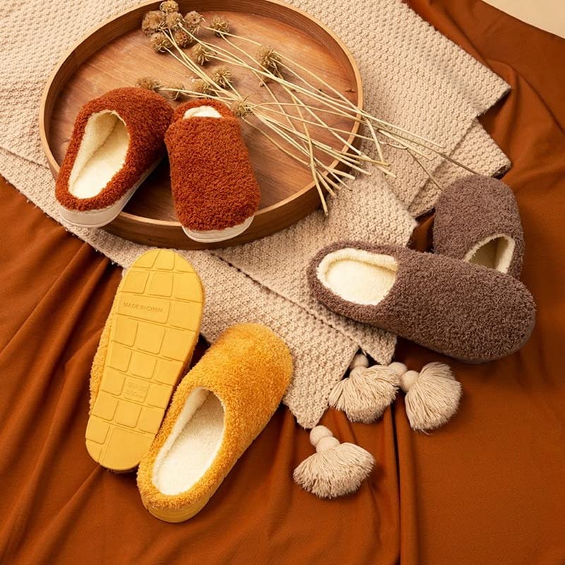FGUUTYM Pantofole da donna in morbido peluche e caldo, antiscivolo, in cotone, divertenti, per interni ed esterni, 36-40 pantofole invernali da donna, 38 chiuse, beige., 38/39 EU