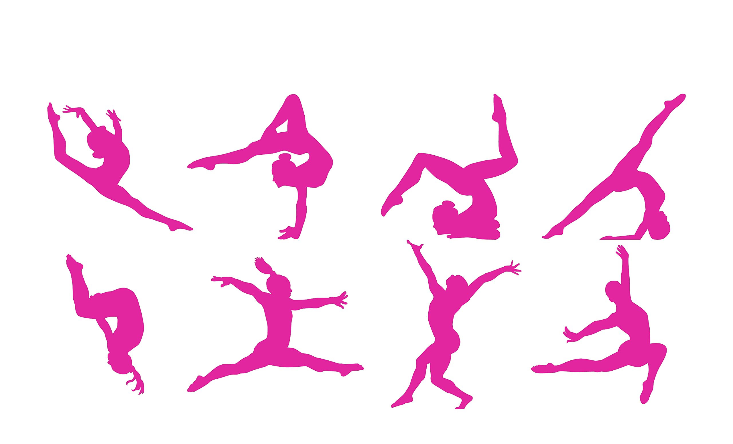 2 Sets of 8 Gymnastics Poses Sticker Pack - Cute Gymnast Gifts for Girls - Water Bottle Decals- Car Bumper - Laptop Sticker - for Party Bags (Pink, 10cm x 5cm Sheet)