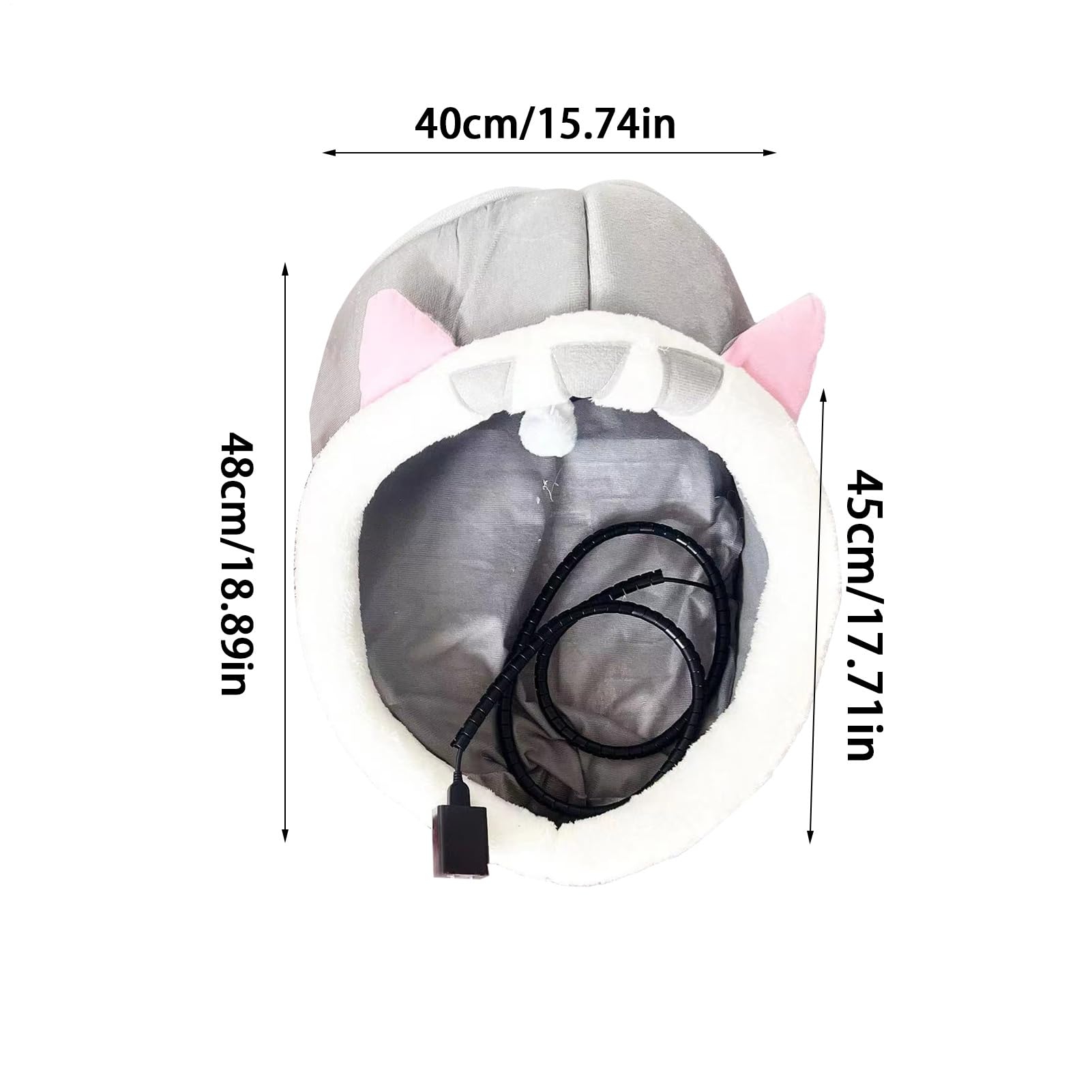 Cuccia riscaldata per gatti e cani, riscaldamento USB per animali | domestici, cuscino termico termostato rimovibile, grotta interna in peluche lavabile, riscaldato per animali domestici, cani