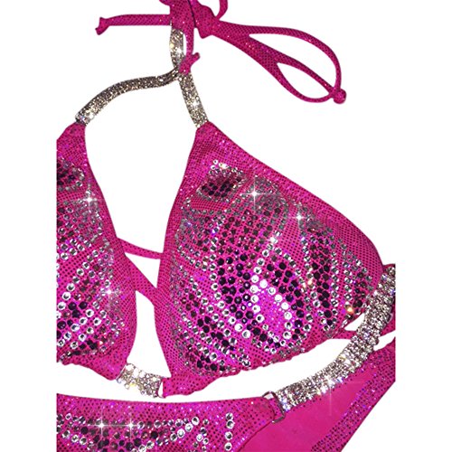Hot Pink Bikini Competition Contest Bikinis Rhinestone Bikini w Padded top (Small Hips 32"-34", A/B)4