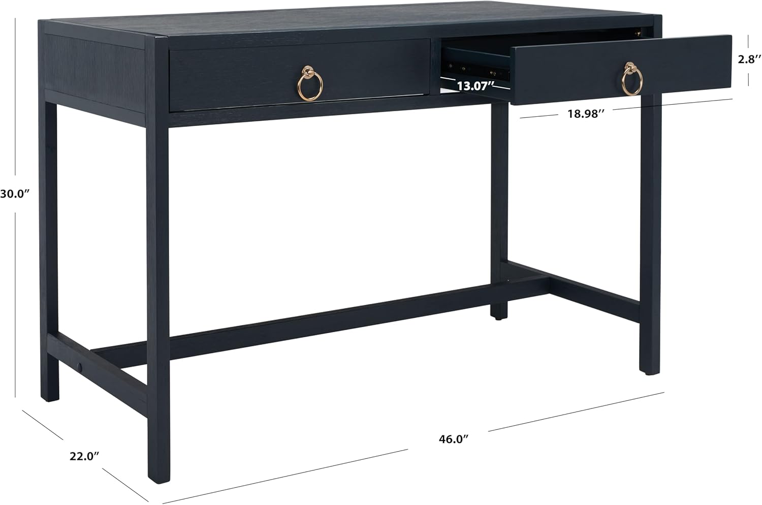 SAFAVIEH Home Collection Esther Navy 2-Drawer Desk
