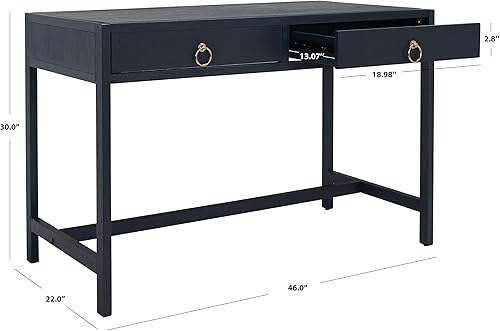 Miniatura 3 de SAFAVIEH Home Collection Esther Navy - Escritorio con 2 cajones, tamaño mediano marino,Turquesa,Blanco antiguo,Gris