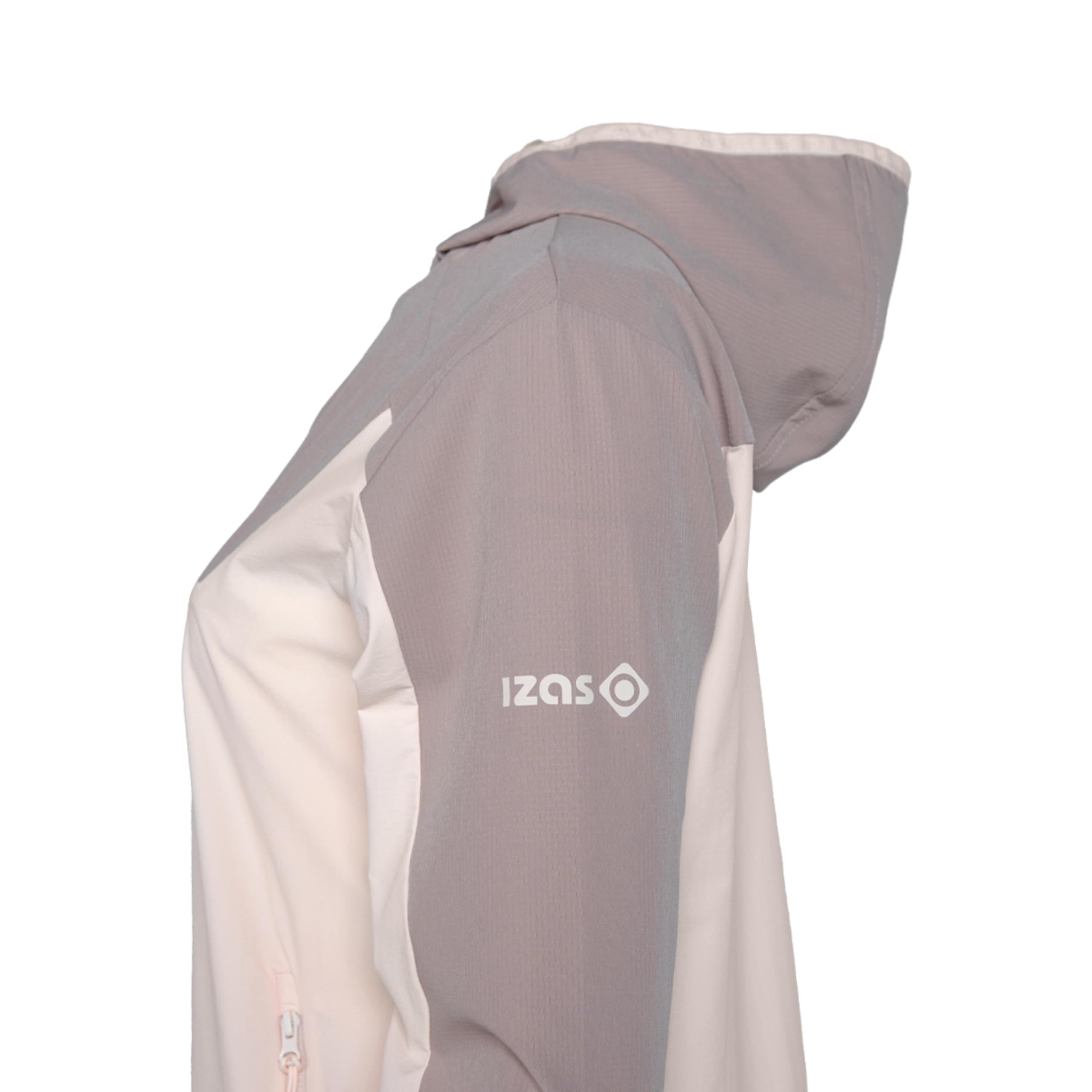 IZAS Benicia Giacca Leggera con Cappuccio per Running e Trekking, Tasche con Cerniera, Sottoguanto con Passante, Design Ergonomico e Traspirante per Attività all'Aperto