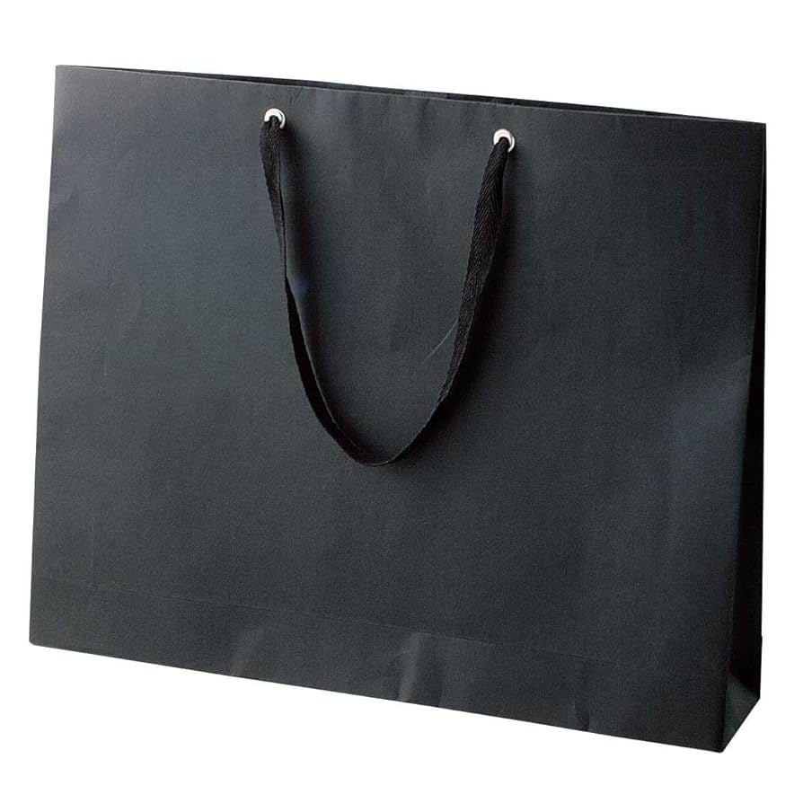 電撃文庫　紙袋 Amazon | 【10枚】ショルダーバッグ ブラック無地紙袋 黒ひも 幅