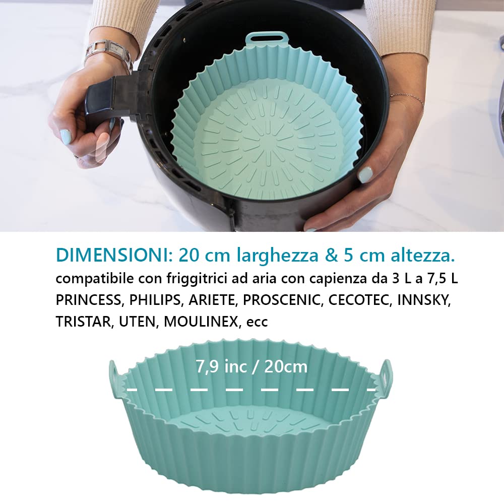 Set 3 Stampi Per Friggitrice Ad Aria - Silicone Antiaderente, 3 Cavit&agrave;, Per 6QT+