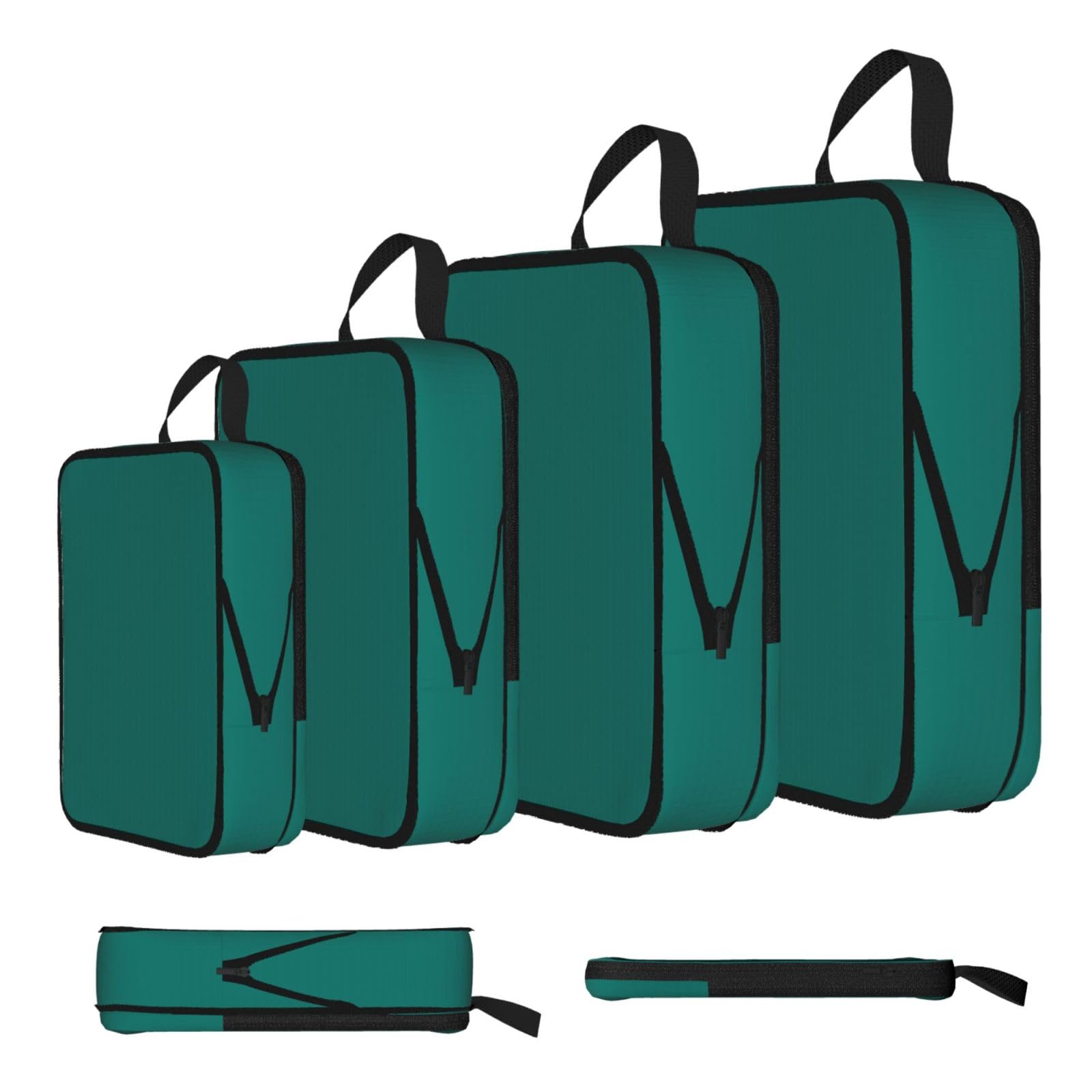 Sxzvvbn Black Solid Dark Green Compression Packing Cubes 4 Piece Set