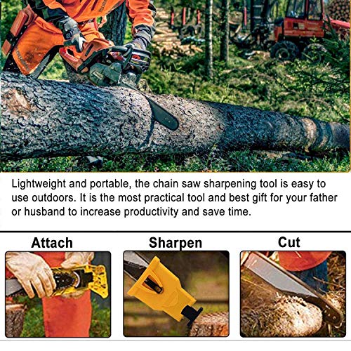 MQ Chainsaw Sharpener, Chain Saw Blade Sharpener with 3 Pcs Whetstone Portable Universal Easy Fast Chainsaw Teeth Sharpening Stone Grinder Tools Fit for 14 16 18 20 Inch Chain Saw Bar with Two Holes - Thumbnail 2