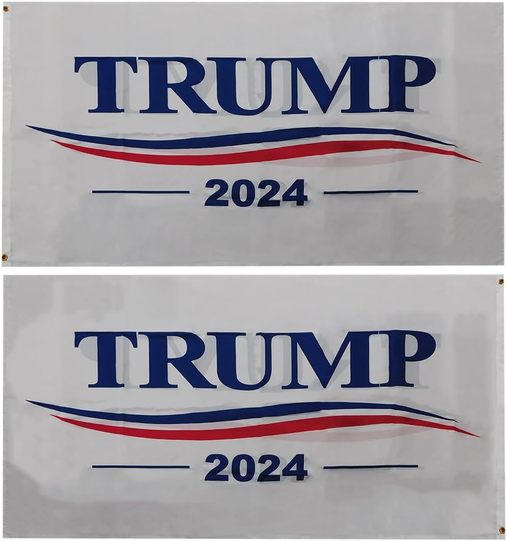 Trump 2024 Wave White Premium Quality Heavy Duty 100D Double Sided Woven Poly Nylon Flag 3x5 3'x5' Flag Banner Grommets