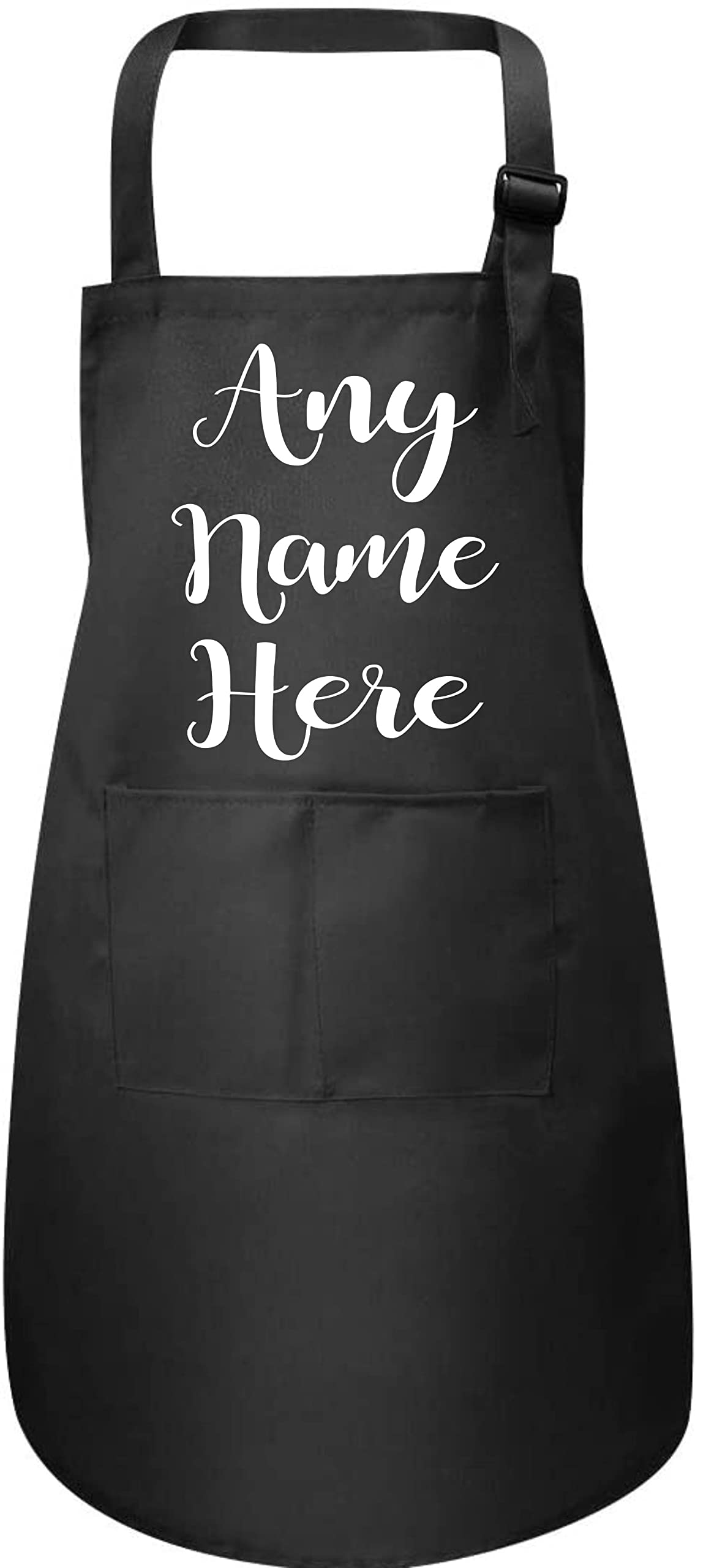 Print4U Personalised Kids Apron Any Name Adjustable Straps & Double Pocket Black Small 3 to 6 Years