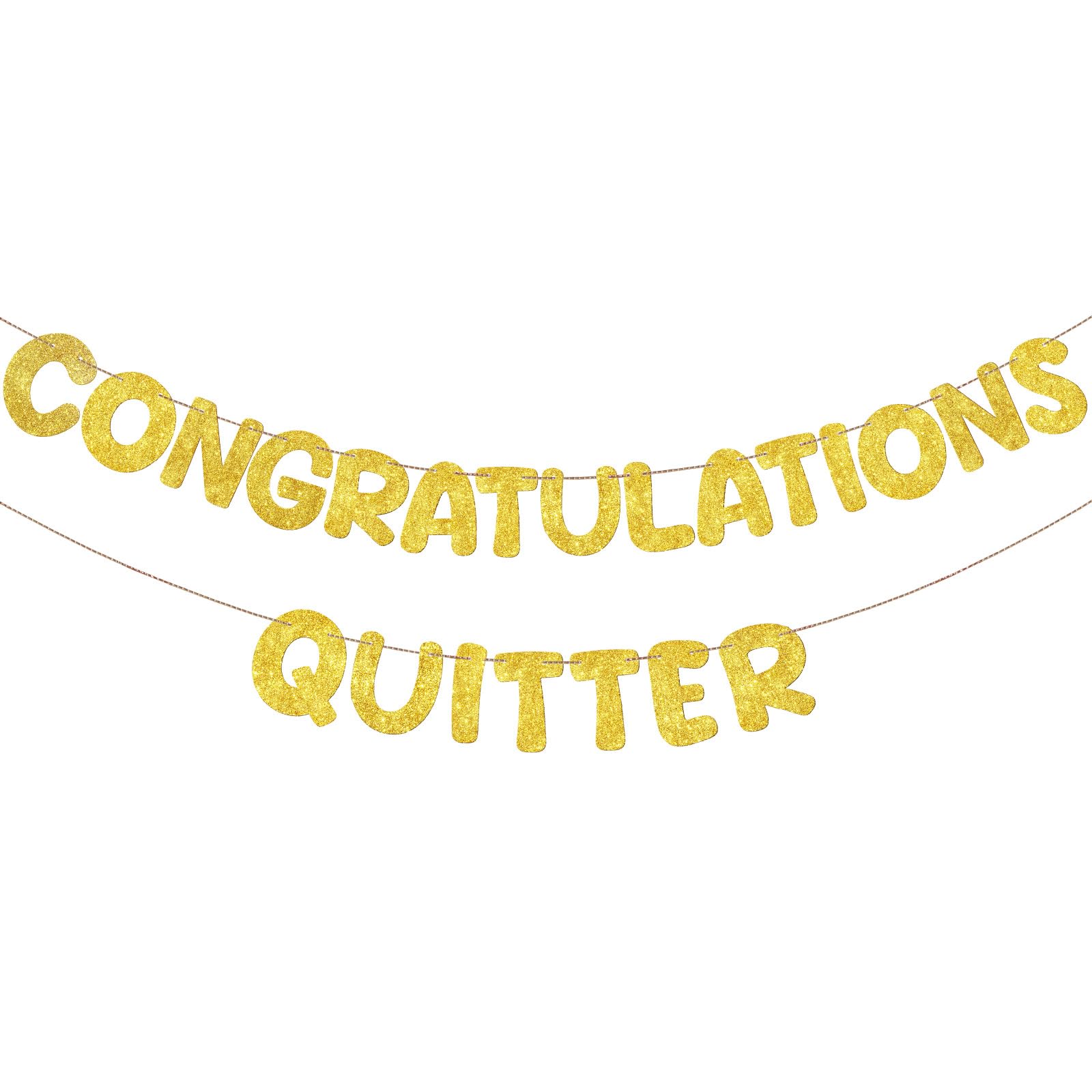Fulmoon Pre Strung Congratulations Quitter Glitter Banner Funny Retirement Banner Graduation Party Decorations Going Away Supplies Garland for Men