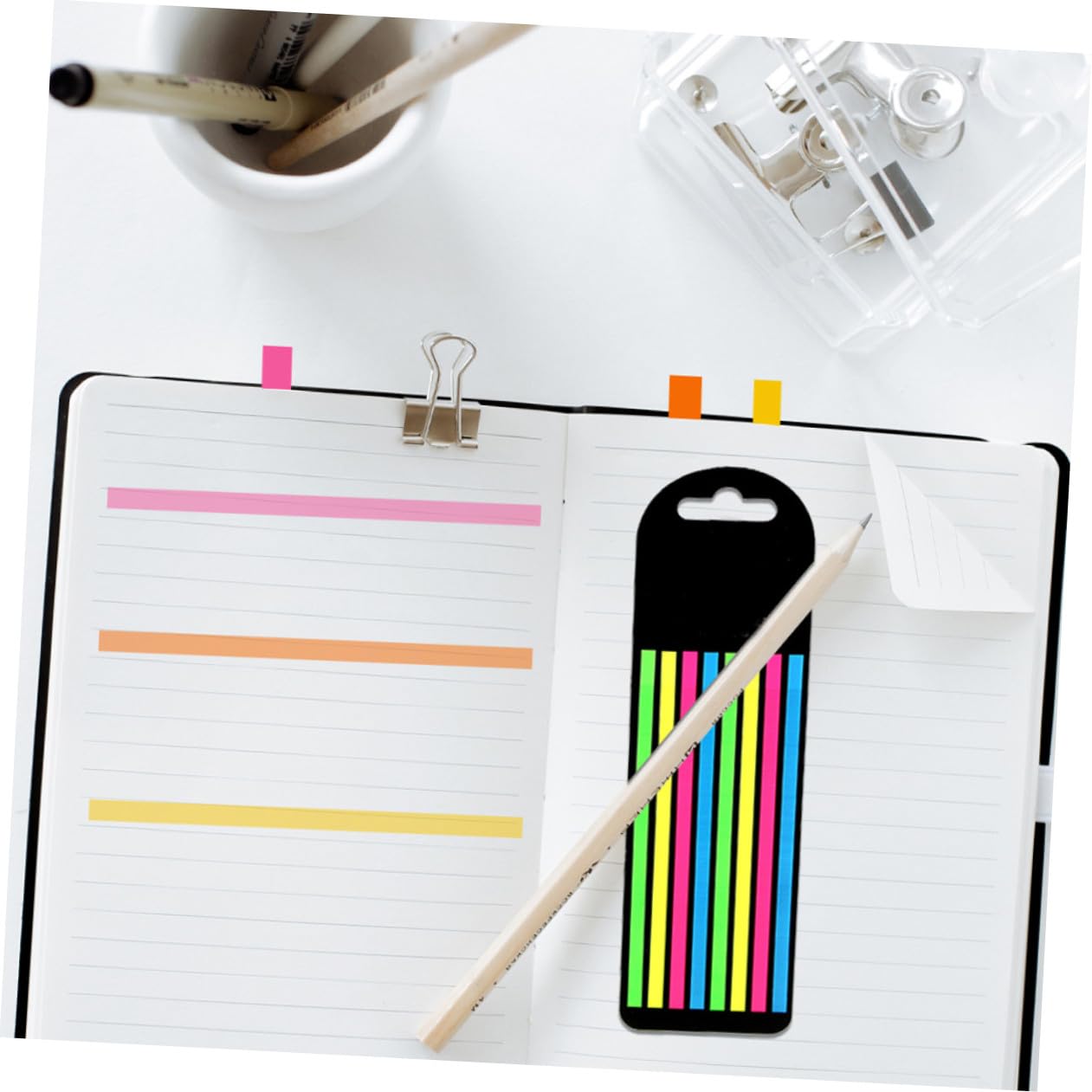 NUOBESTY 3 Ensembles Notes Surligneurs Rubans De Surligneur Bandes De Lecture Transparentes Surligneurs Couleurs Assorties Étiquettes Mobiles Pour Boîtes Onglets De Marqueur Pour 4 boîtes*3