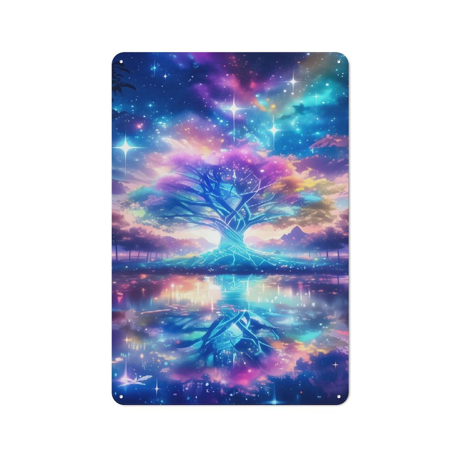 Junmoney Style-4 Enchanted Forest Reflections Vintage Metal Sign 30X20cm For Lounge Or Reading Corner, For A Room Refresh Centred On Metal Wall Decor