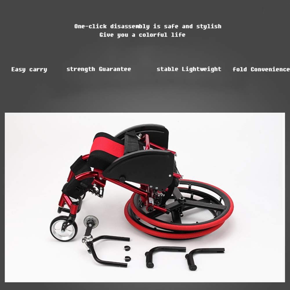 ZRABCD Elderly Wheelchair Sport Adult Manual Self Propelled Lightweight Foldable Aluminium Advanced Shock Absorption Bump Uncomfortable Be Applicable Children Cerebral Palsy Comfort/Black Red / : Health & Household