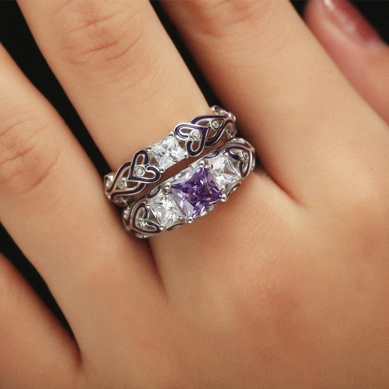 Princess Cut 3.10 Ct Purple Amethyst & VVS1/D Diamond Women,'s Engagement, Wedding Bridal Ring Set White Gold Plated…