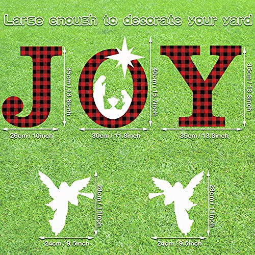 Alternative view of Queekay 5 Pcs Christmas Outdoor Joy Nativity Scene Decoration Joy Trumpeting Angel Yard Sign Christmas Holy Nativity Holiday Winter Outdoor Yard Decor with Stake for Xmas Holiday Decoration 16x11.8''