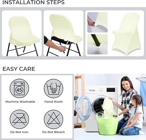 Vista 98 de Babenest Fundas plegables de elastano para sillas de Halloween, mejoradas, 10 unidades, universales, elásticas, lavables, protectores para bodas
