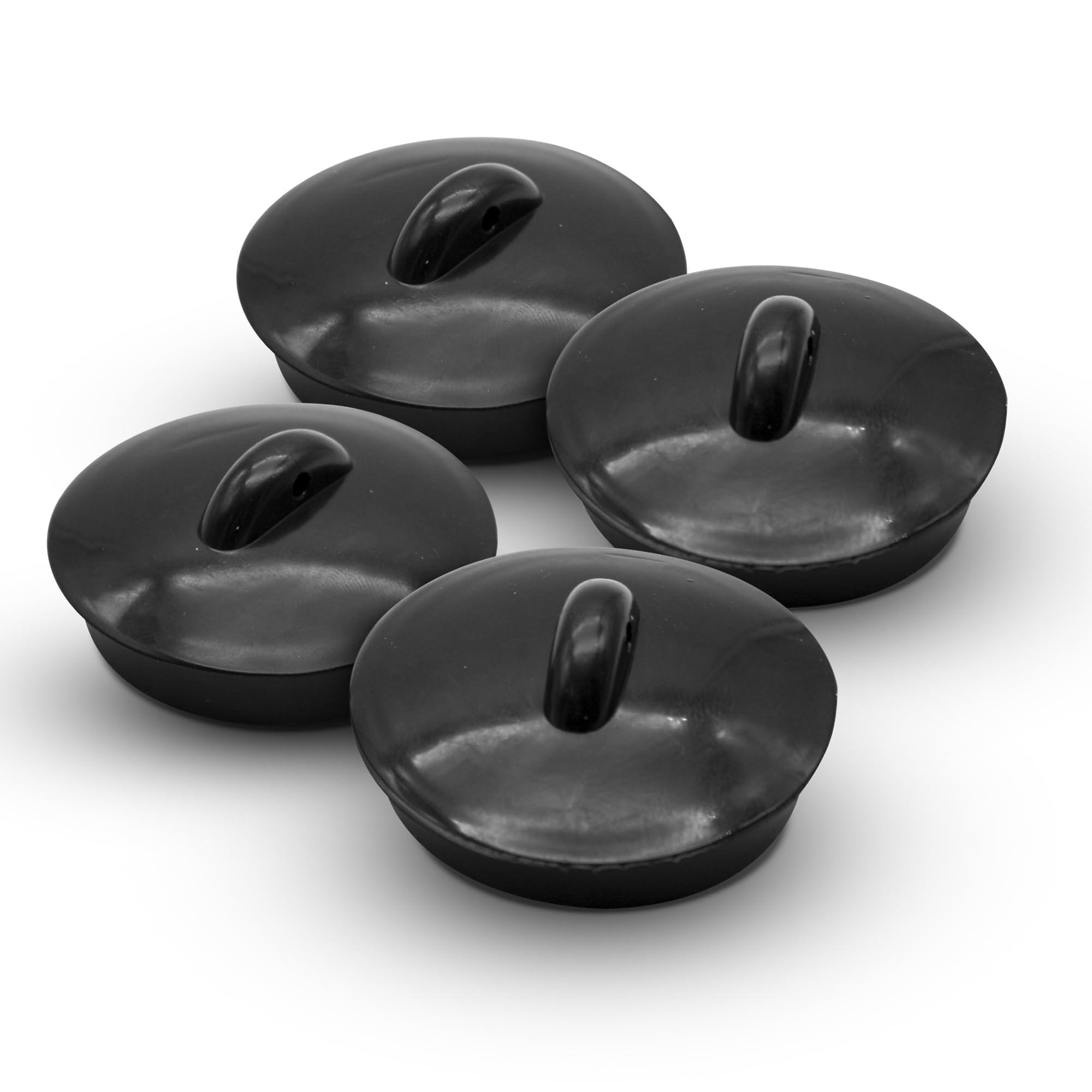 Doja Barcelona Black Sink Stopper For Kitchen, Sink, Sink, Pack Of 4, Universal Plugs, Diameter 46 Mm, Kitchen Accessories, Rubber Plug For Shower, Drain, Bathtub, Sink