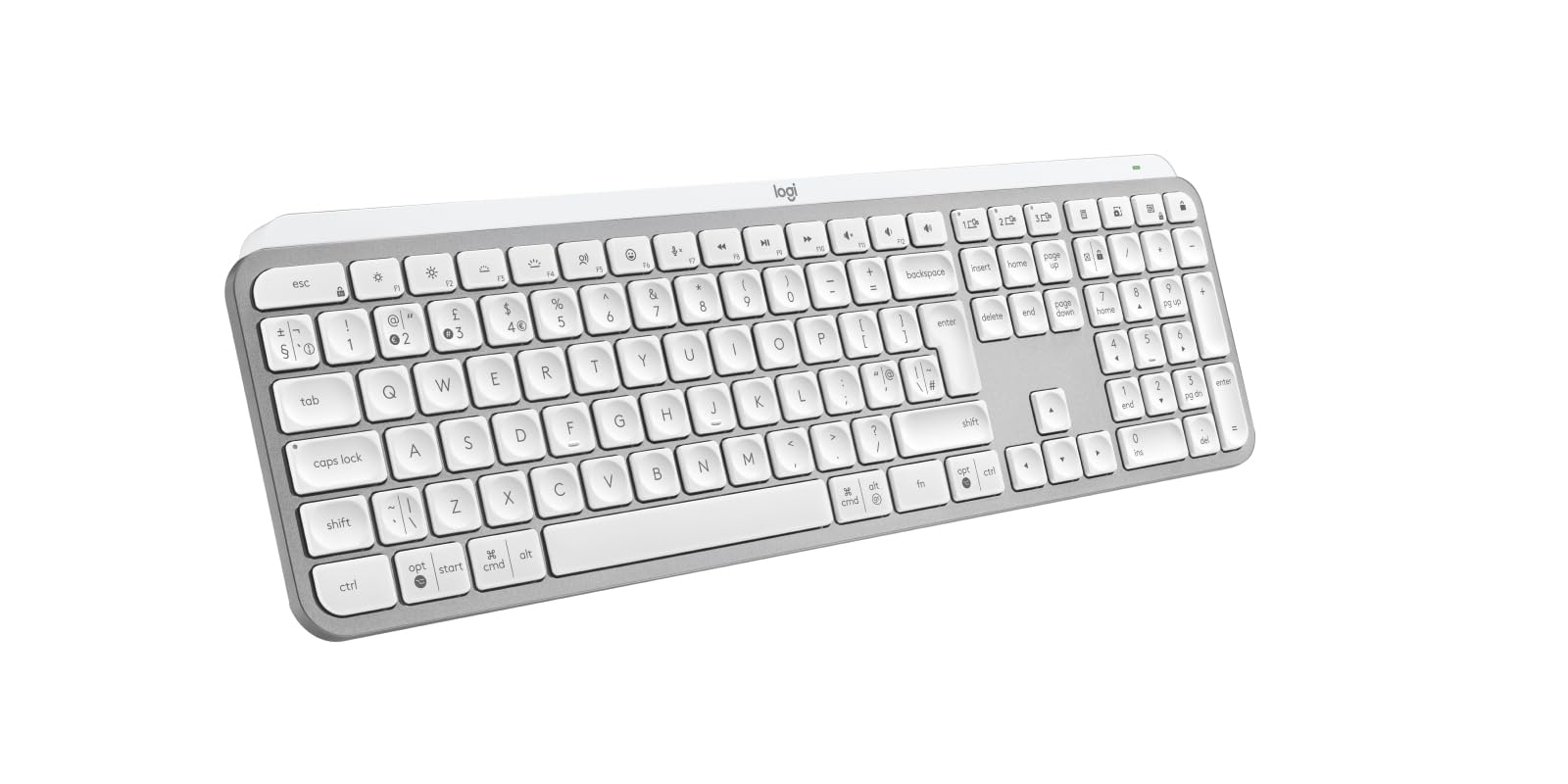 Logitech MX Keys S- Wireless Keyboard, Low Profile, Fluid Precise Quiet Typing, Programmable Keys, Backlighting, Bluetooth, USB C Rechargeable, Windows PC/Linux/Chrome/Mac- Pale Grey, QWERTY UK Layout