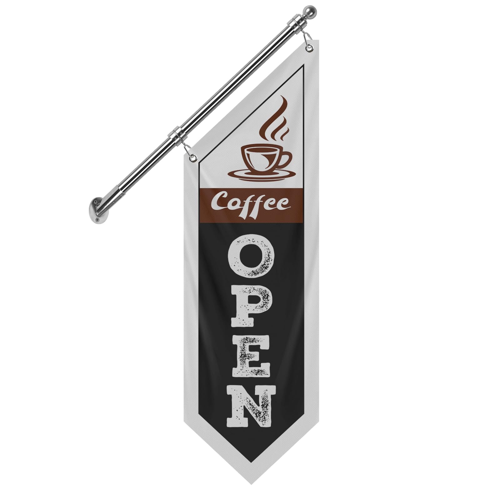 Bandiera da parete in tela di caffè, striscione da appendere su entrambi i lati con asta e staffa in acciaio inox, cartello resistente alle intemperie per bar, caffetterie e venditori ambulanti