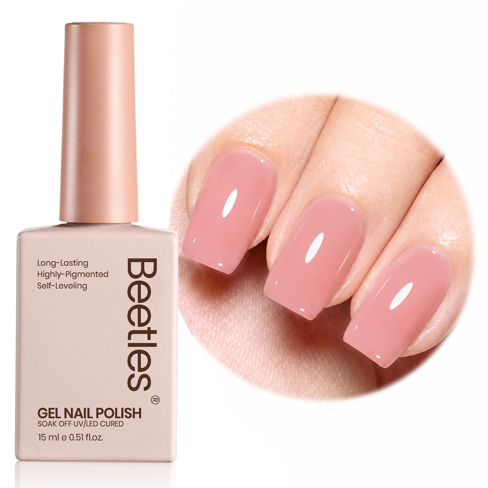 Beetles Nude Pink Gel Nail Polish Jelly Sheer Translucent Effect 15ml | Natural Sheer Gel for You - main product image